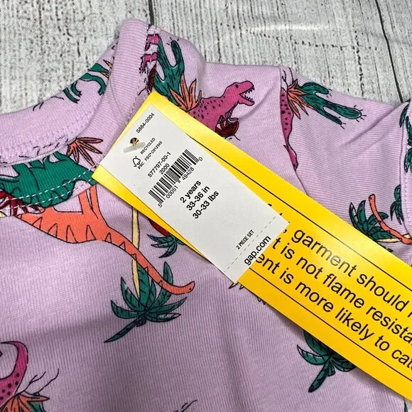 NWT Baby Gap 2 Piece Pjs lavender dinosaur print size 2T - Picture 10 of 11